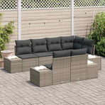 Garden Sofa Set 7 pcs Grey Poly Rattan