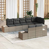 Garden Sofa Set with Cushion 8 pcs Grey Poly Rattan