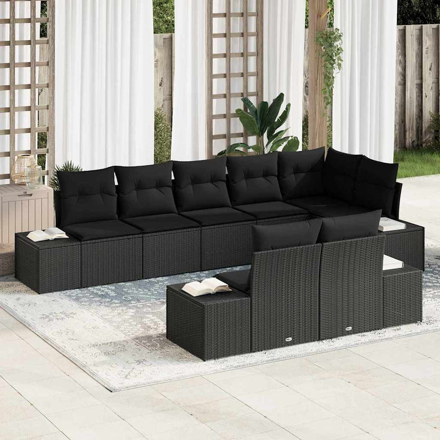 Garden Sofa Set 8 pcs Black Poly rattan