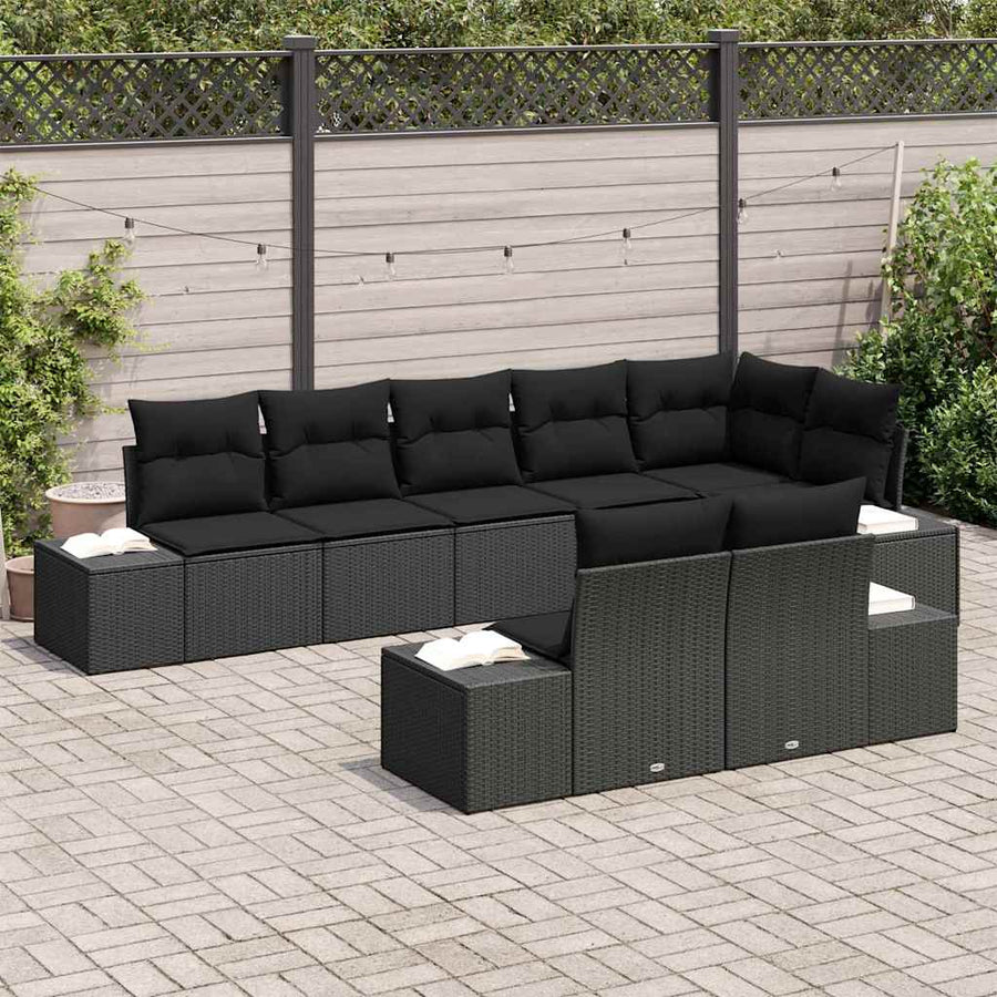 Garden Sofa Set 8 pcs Black Poly rattan