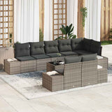 Garden Sofa Set with Cushion 9 pcs Grey Poly Rattan