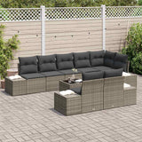 Garden Sofa Set with Cushion 9 pcs Grey Poly Rattan - Side View