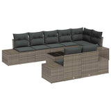 Garden Sofa Set with Cushion 9 pcs Grey Poly Rattan - Front View