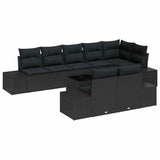Garden Sofa Set with Cushion 9 pcs Black Poly Rattan