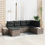 Garden Sofa Set 6 pcs Grey Poly Rattan