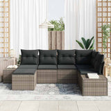 Garden Sofa Set with Cushion 6 pcs Grey Poly Rattan