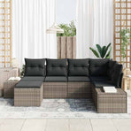 Garden Sofa Set 6 pcs Grey Poly Rattan