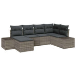 Garden Sofa Set 6 pcs Grey Poly Rattan