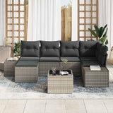 Garden Sofa Set 7 pcs Grey 264 x 154 x 85 cm Poly rattan - Side View