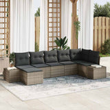 Garden Sofa Set with Cushion 7 pcs Grey Poly rattan