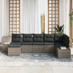 Garden Sofa Set 7 pcs Grey Poly Rattan