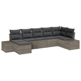 Garden Sofa Set with Cushion 7 pcs Grey Poly rattan