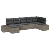Garden Sofa Set with Cushion 7 pcs Grey Poly rattan - Front View