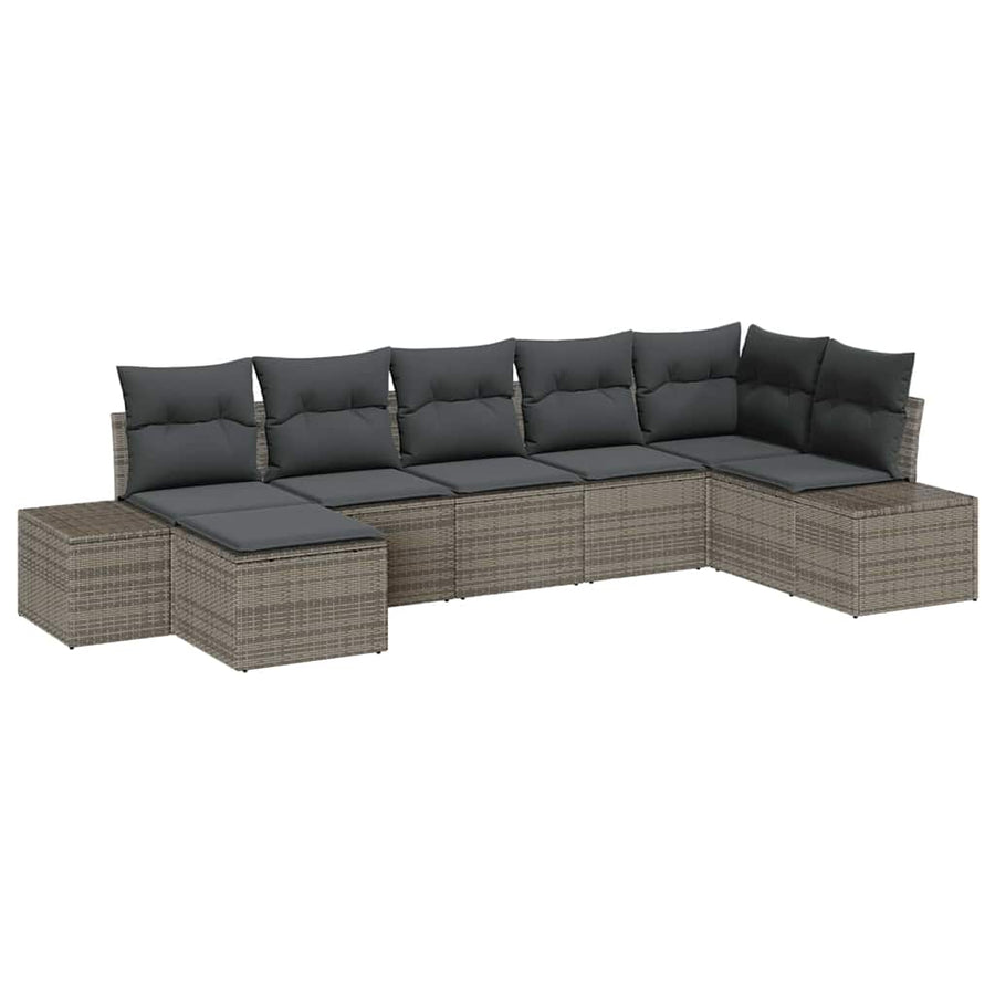 Garden Sofa Set 7 pcs Grey Poly Rattan