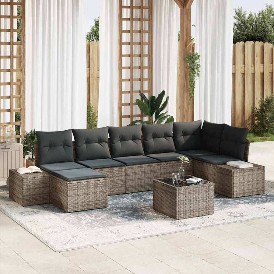 Garden Sofa Set 7 pcs Grey Poly Rattan