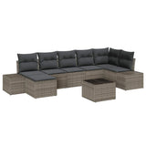 Garden Sofa Set with Cushion 7 pcs Grey Poly Rattan