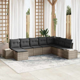 Garden Sofa Set with Cushion 8 pcs Grey Poly Rattan