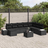 Garden Sofa Set with Cushion 8 pcs Black Poly Rattan