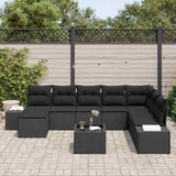 Garden Sofa Set with Cushion 8 pcs Black Poly Rattan
