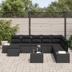 Garden Sofa Set 8 pcs Black Poly Rattan