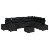 Garden Sofa Set with Cushion 8 pcs Black Poly Rattan