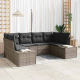 Garden Sofa Set with Cushion 6 pcs Grey Poly rattan