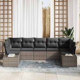 Garden Sofa Set with Cushion 7 pcs Grey Poly rattan