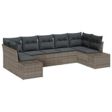 Garden Sofa Set with Cushion 7 pcs Grey Poly rattan