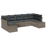 Garden Sofa Set 7 pcs Grey 289 x 154 x 85 cm Poly rattan - Front View