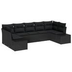 Garden Sofa Set 7 pcs 7-Seater Black Poly rattan