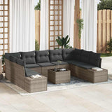 Garden Sofa Set with Cushion 10 pcs Grey Poly Rattan