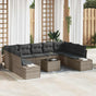 Garden Sofa Set 9 pcs 8-Seater Grey Poly Rattan