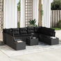 Garden Sofa Set 9 pcs 8-Seater Black Poly Rattan