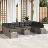 Garden Sofa Set with Cushion 10 pcs Grey Poly Rattan
