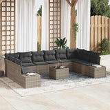 Garden Sofa Set with Cushion 11 pcs Grey Poly Rattan