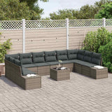 Garden Sofa Set with Cushion 10 pcs Grey Poly Rattan
