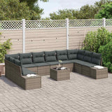 Garden Sofa Set with Cushion 11 pcs Grey Poly Rattan - Side View