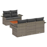 Garden Sofa Set with Storage 6 pcs Grey Poly Rattan