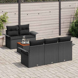 Garden Sofa Set with Storage 6 pcs Black Poly Rattan