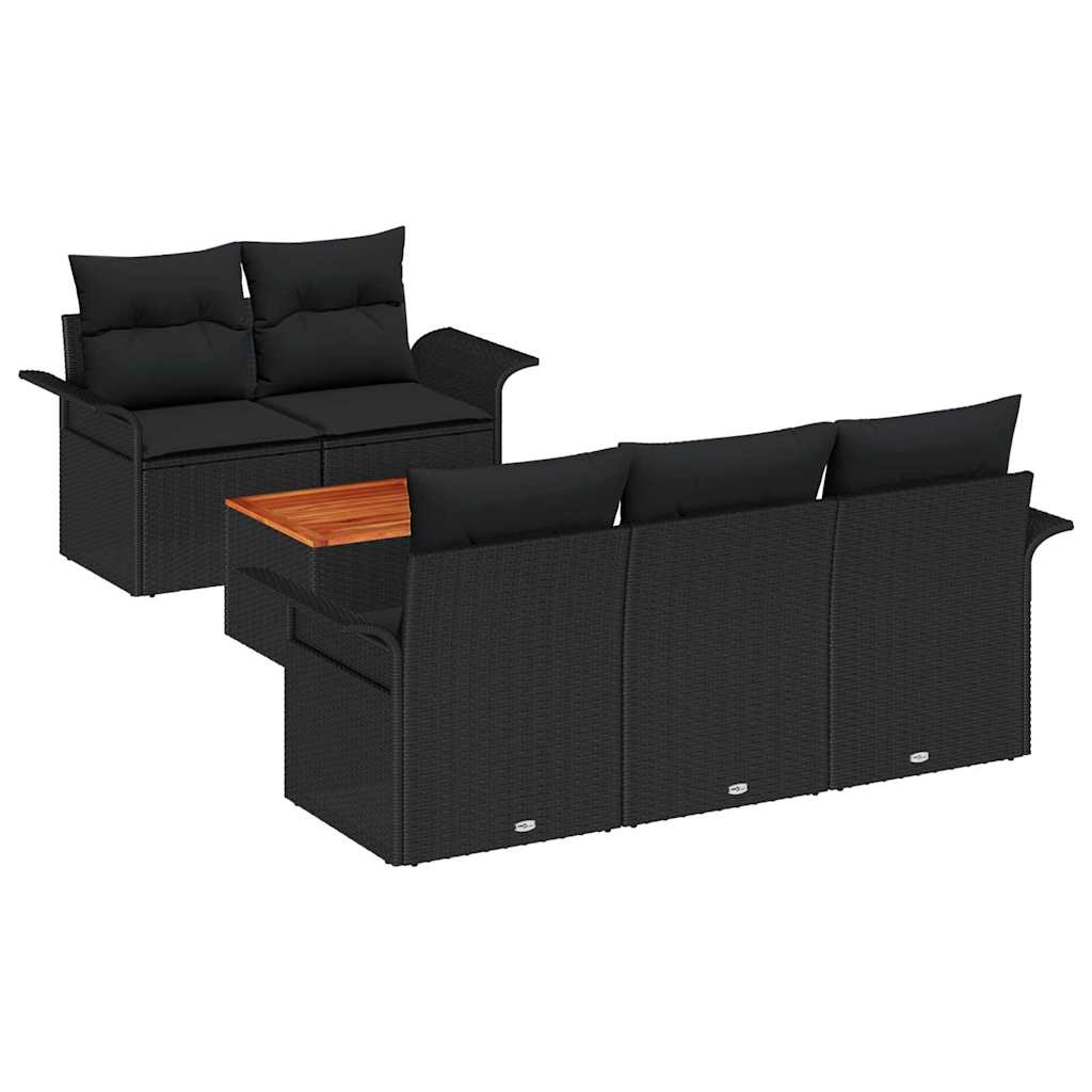 Garden Sofa Set with Storage 6 pcs Black Poly Rattan