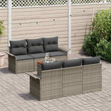 Garden Sofa Set with Storage 7 pcs Grey Poly Rattan