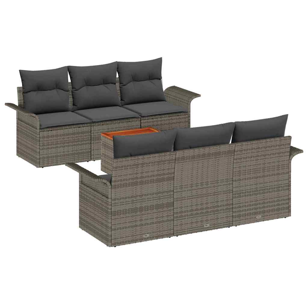 Garden Sofa Set with Storage 7 pcs Grey Poly Rattan