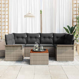 Garden Sofa Set with Storage 7 pcs Grey Poly Rattan