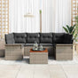 Garden Sofa Set 7 pcs 6-Seater Grey Poly Rattan