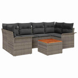 Garden Sofa Set with Storage 7 pcs Grey Poly Rattan