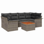 Garden Sofa Set 7 pcs 6-Seater Grey Poly Rattan