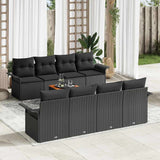 Garden Sofa Set with Cushion Manual 7 pcs Black 55 x 55 x 37 cm
