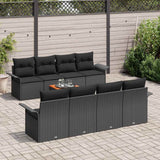Garden Sofa Set with Cushion Manual 7 pcs Black 55 x 55 x 37 cm - Side View