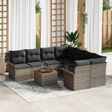 Garden Sofa Set with Storage 9 pcs Grey Poly Rattan