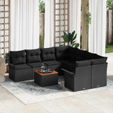 Garden Sofa Set with Storage 9 pcs Black Poly Rattan